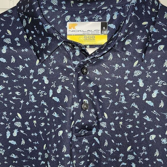 New Jack Nicklaus Eco Choice Mens Navy Vacation Print Polo Golf Shirt SMALL XXL - Picture 9 of 9